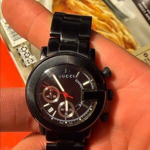 Gucci Black Men’s Chronograph Watch with Red Accent
